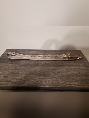 NWOT Michael Kors Beige and Brown Logo Strap with Gold Hardware